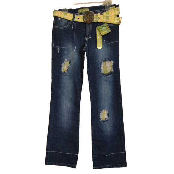 Old Skool Denim - NWT Patchwork Denim Jeans OLD SKOOL URBAN Wide Hem ARTSY Distressed Rips Sz 5/6